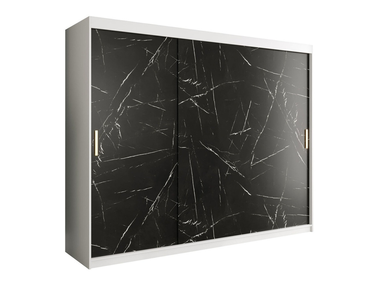 Garderobna omara Hartford 251 (Mat bela + Črni marmor)