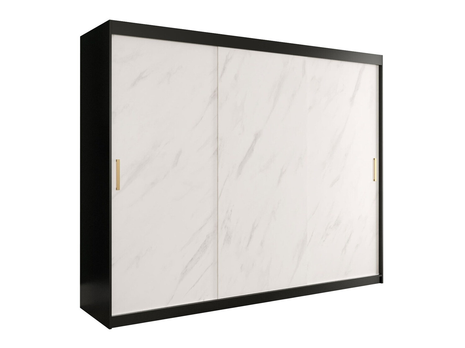 Garderobna omara Hartford 251 (Mat črna + Beli marmor)
