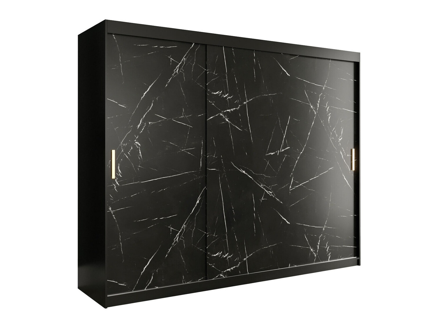Garderobna omara Hartford 251 (Mat črna + Črni marmor)
