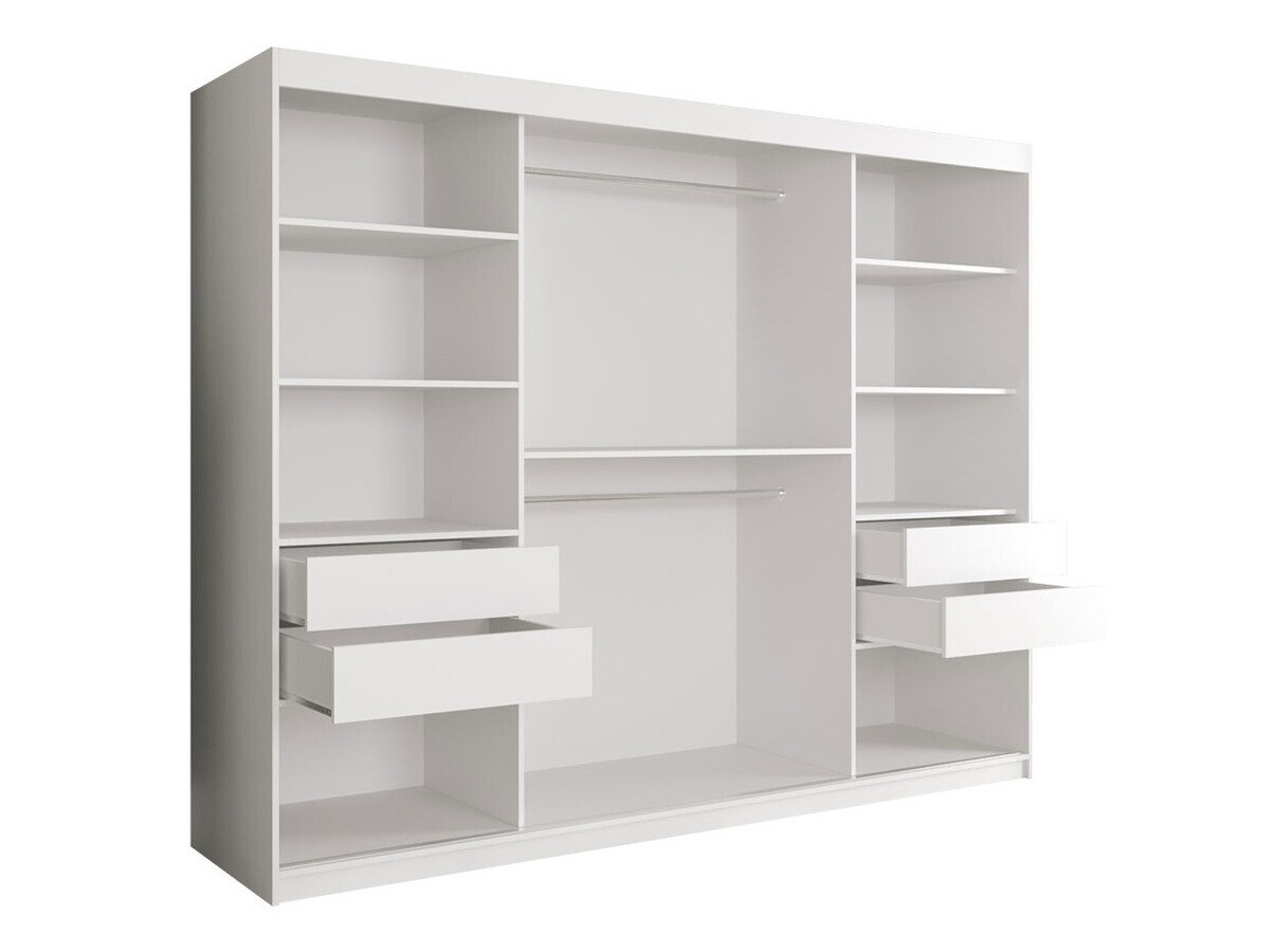 Garderobna omara Hartford 251 (Mat črna + Črni marmor)