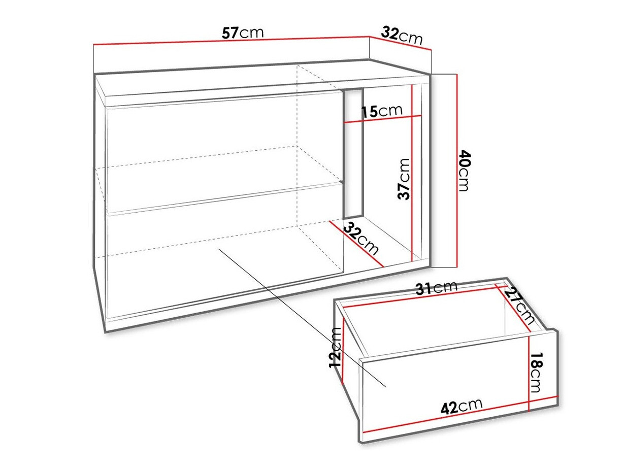 Nočna omarica Hederos (Bela + Sijaj bela)