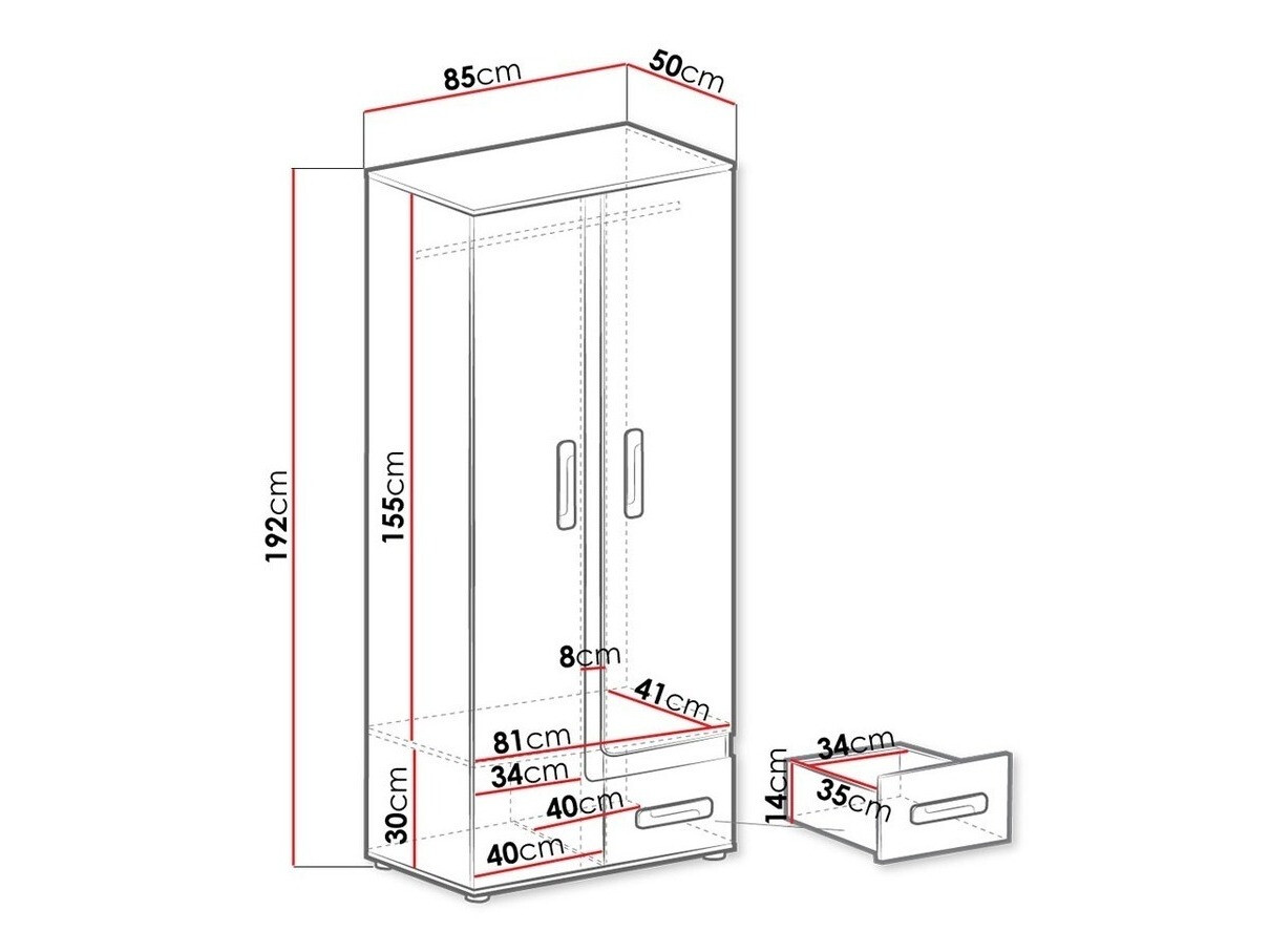 Garderobna omara Aviseve 106 (Antracit + Bela)