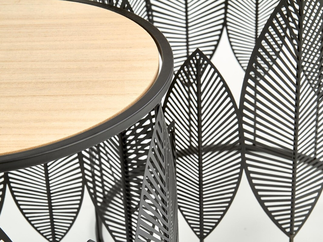 Komplet stranskih mizic Houston 974 (Črna + Svetel les)