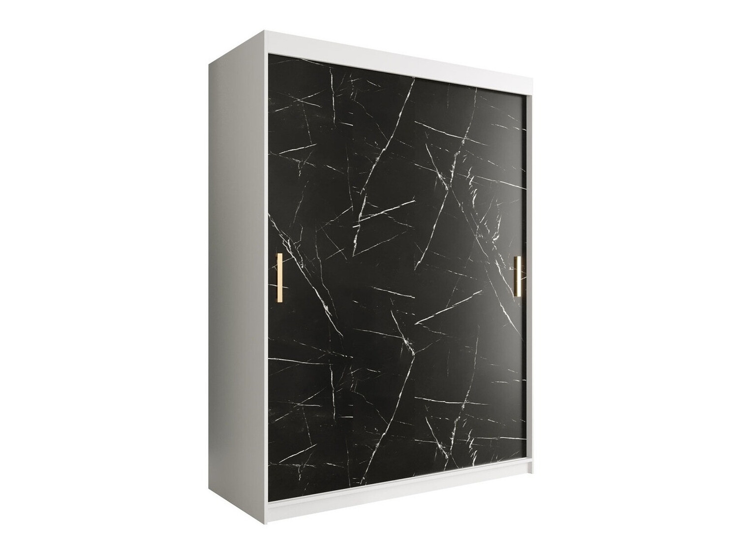 Garderobna omara Hartford 248 (Mat bela + Črni marmor)