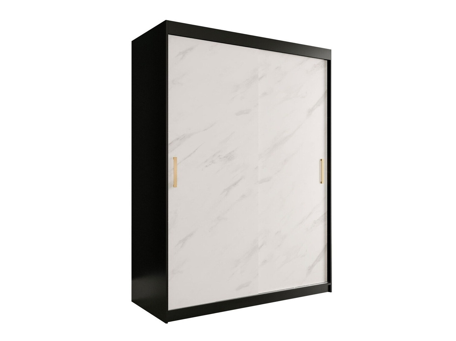 Garderobna omara Hartford 248 (Mat črna + Beli marmor)