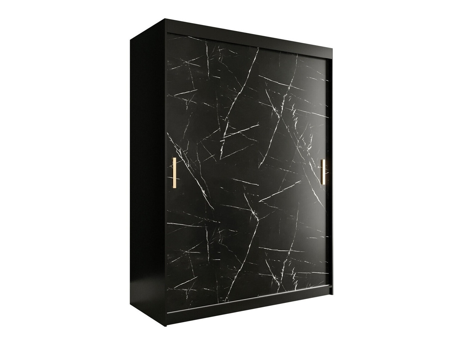 Garderobna omara Hartford 248 (Mat črna + Črni marmor)