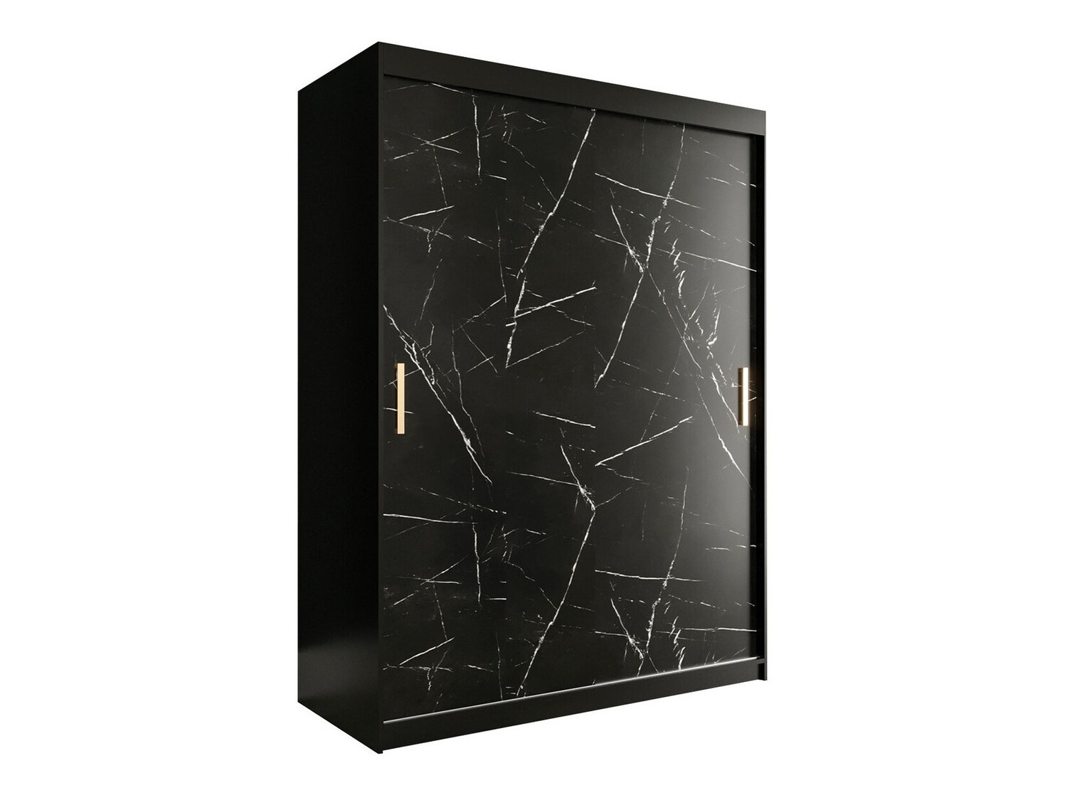 Garderobna omara Hartford 248 (Mat črna + Črni marmor)