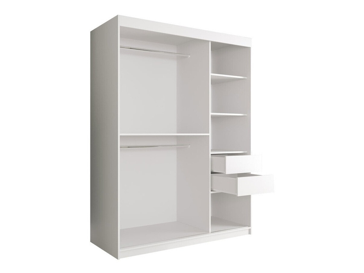 Garderobna omara Hartford 254 (Mat črna + Črni marmor)