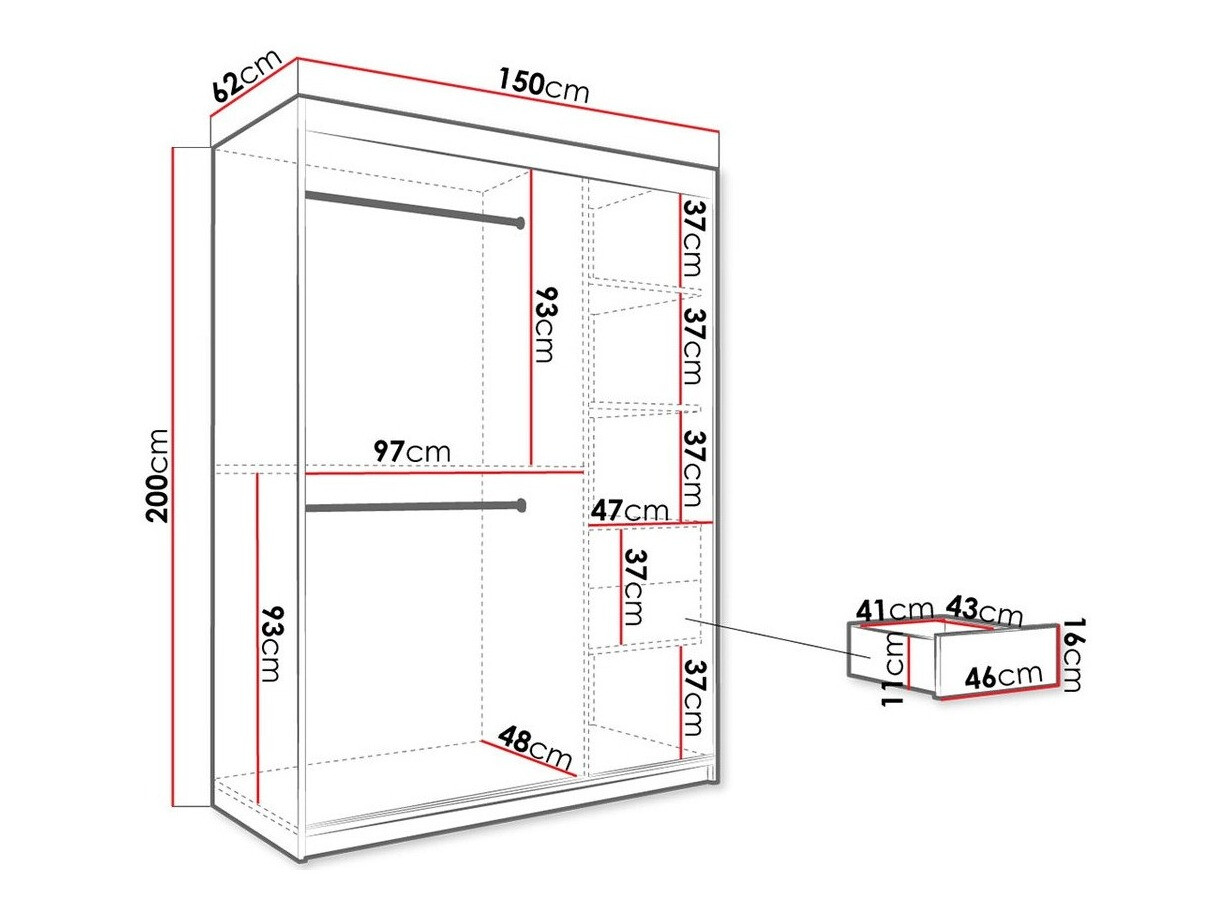 Garderobna omara Hartford 254 (Mat črna + Črni marmor)
