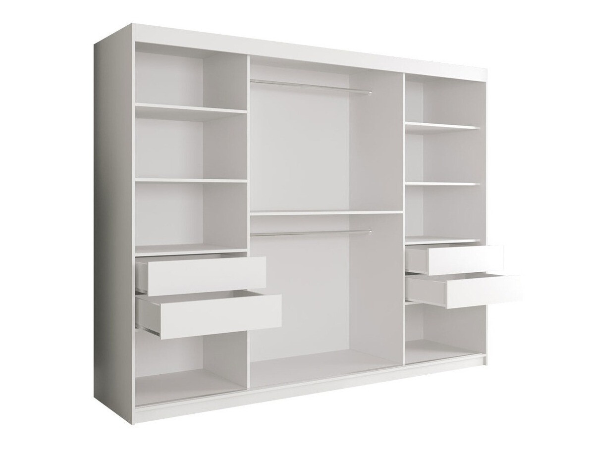 Garderobna omara Hartford 257 (Mat črna + Črni marmor)