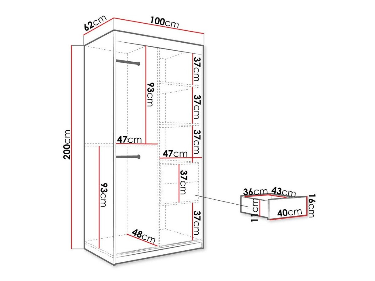 Garderobna omara Hartford 258 (Mat črna + Črni marmor)