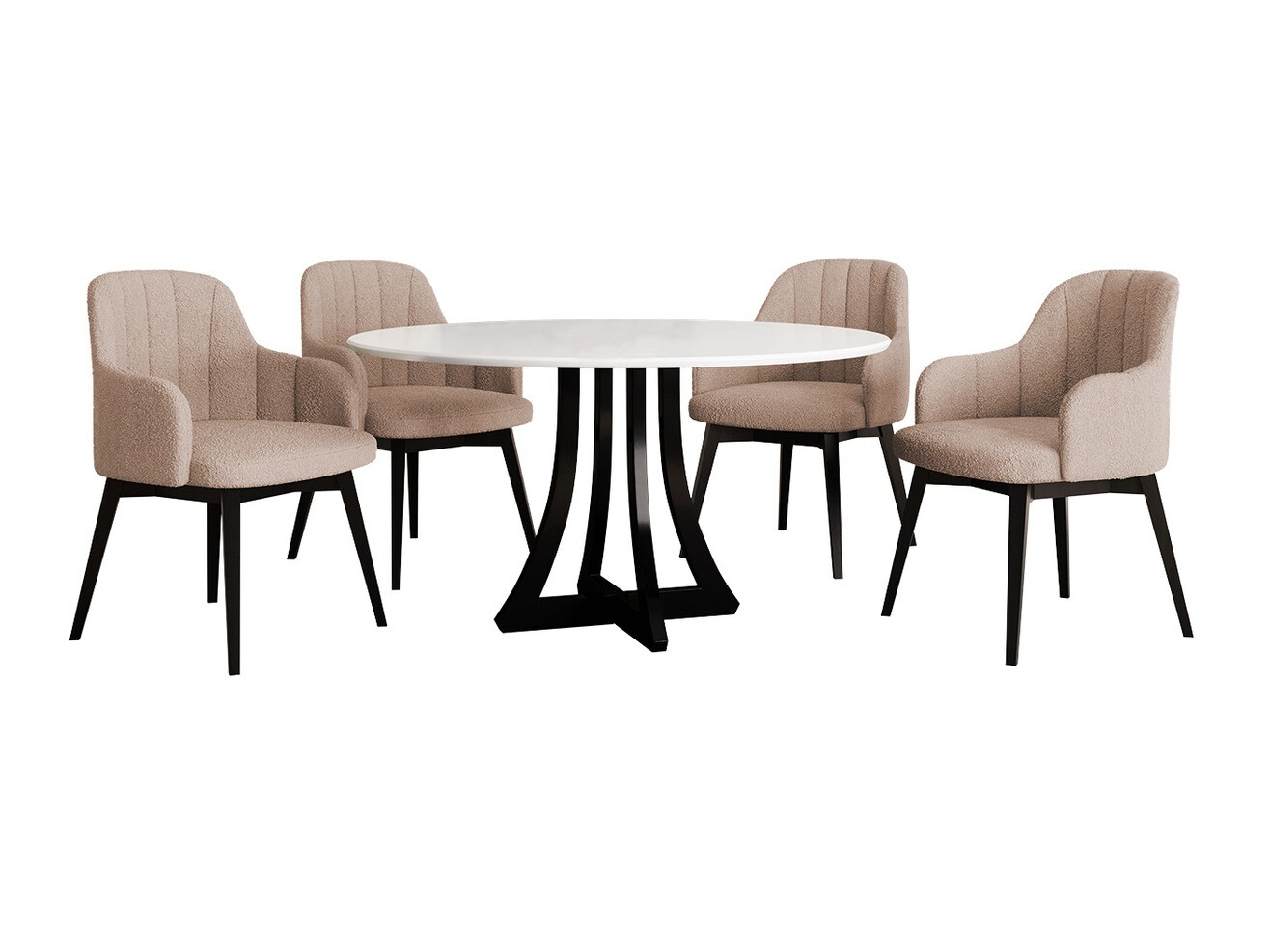 Jedilniški komplet Racine 128 (Sijaj bela + Sijaj črna)