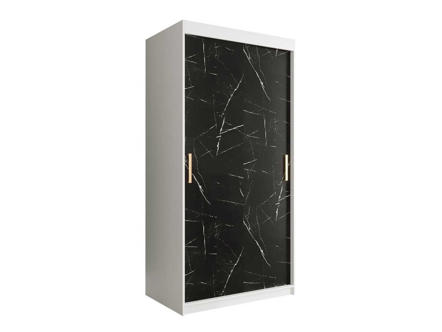 Garderobna omara Hartford 246 (Mat bela + Črni marmor)