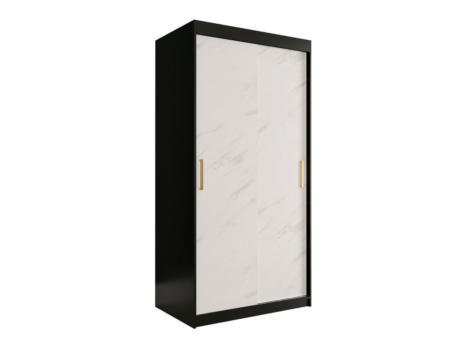 Garderobna omara Hartford 246 (Mat črna + Beli marmor)