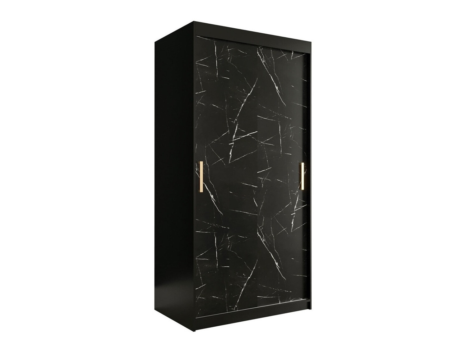 Garderobna omara Hartford 246 (Mat črna + Črni marmor)