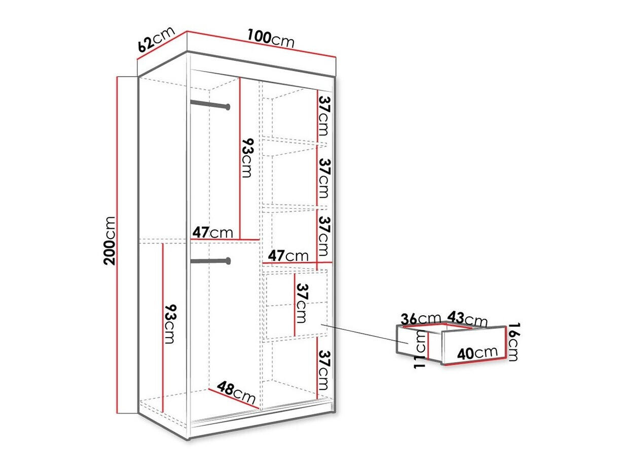 Garderobna omara Hartford 246 (Mat črna + Črni marmor)