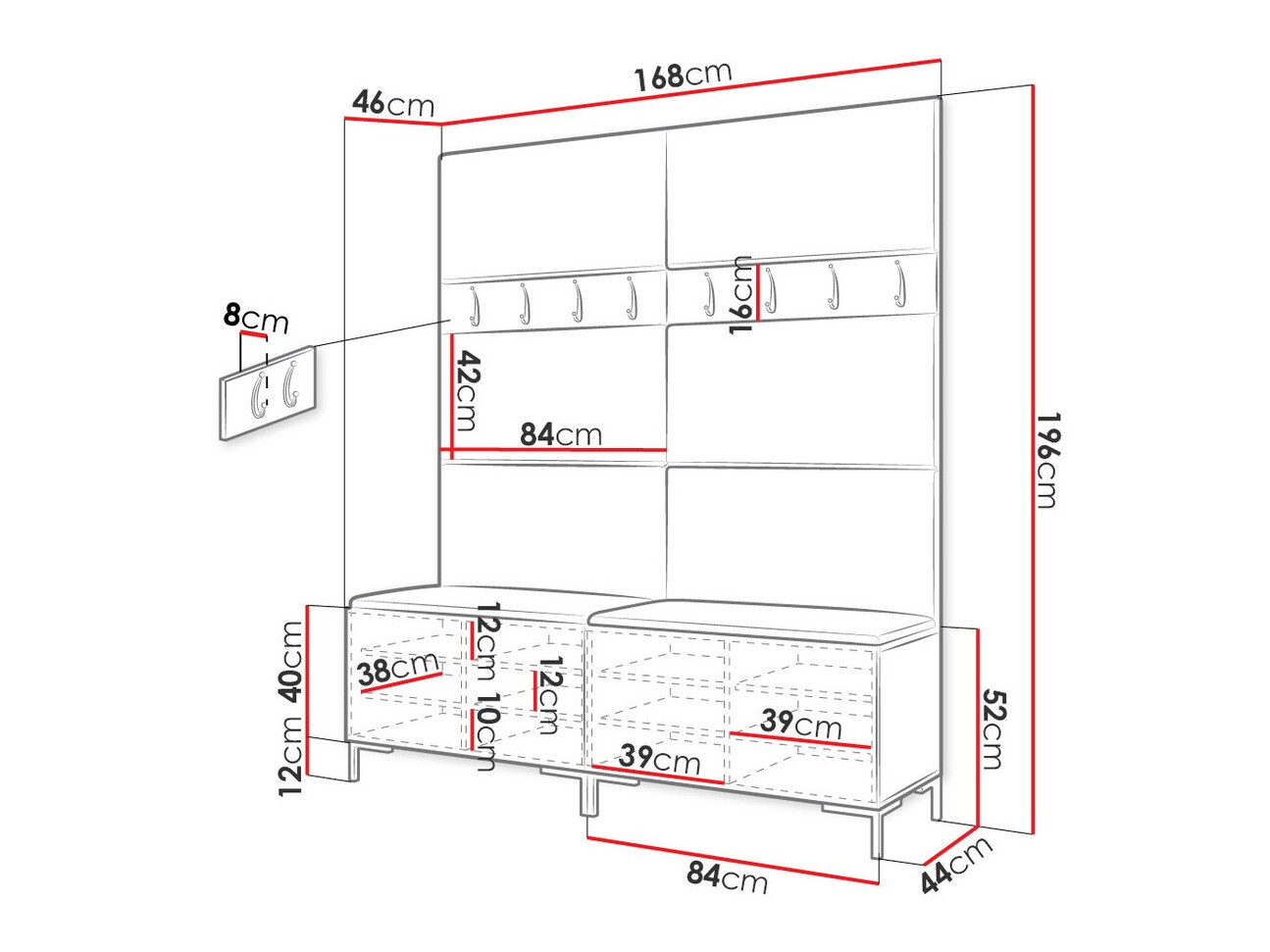 Komplet za predsobo Tivsoa 101 (Craft hrast)