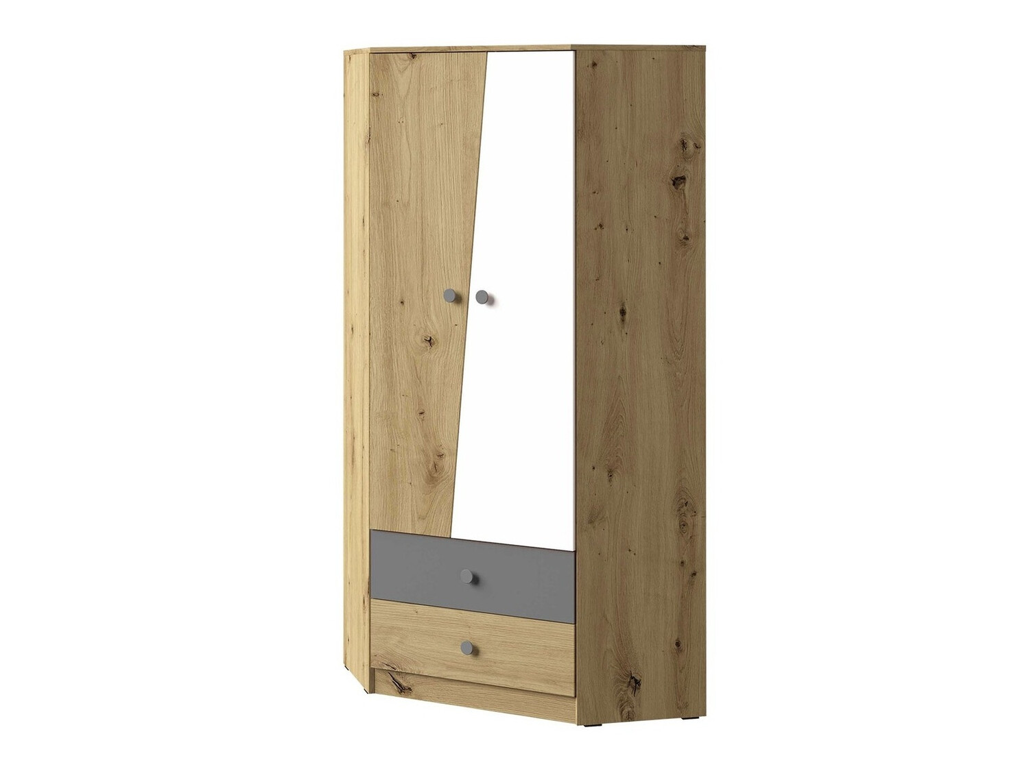 Kotna omara Almira 101 (Artisan hrast + Bela + Siva)