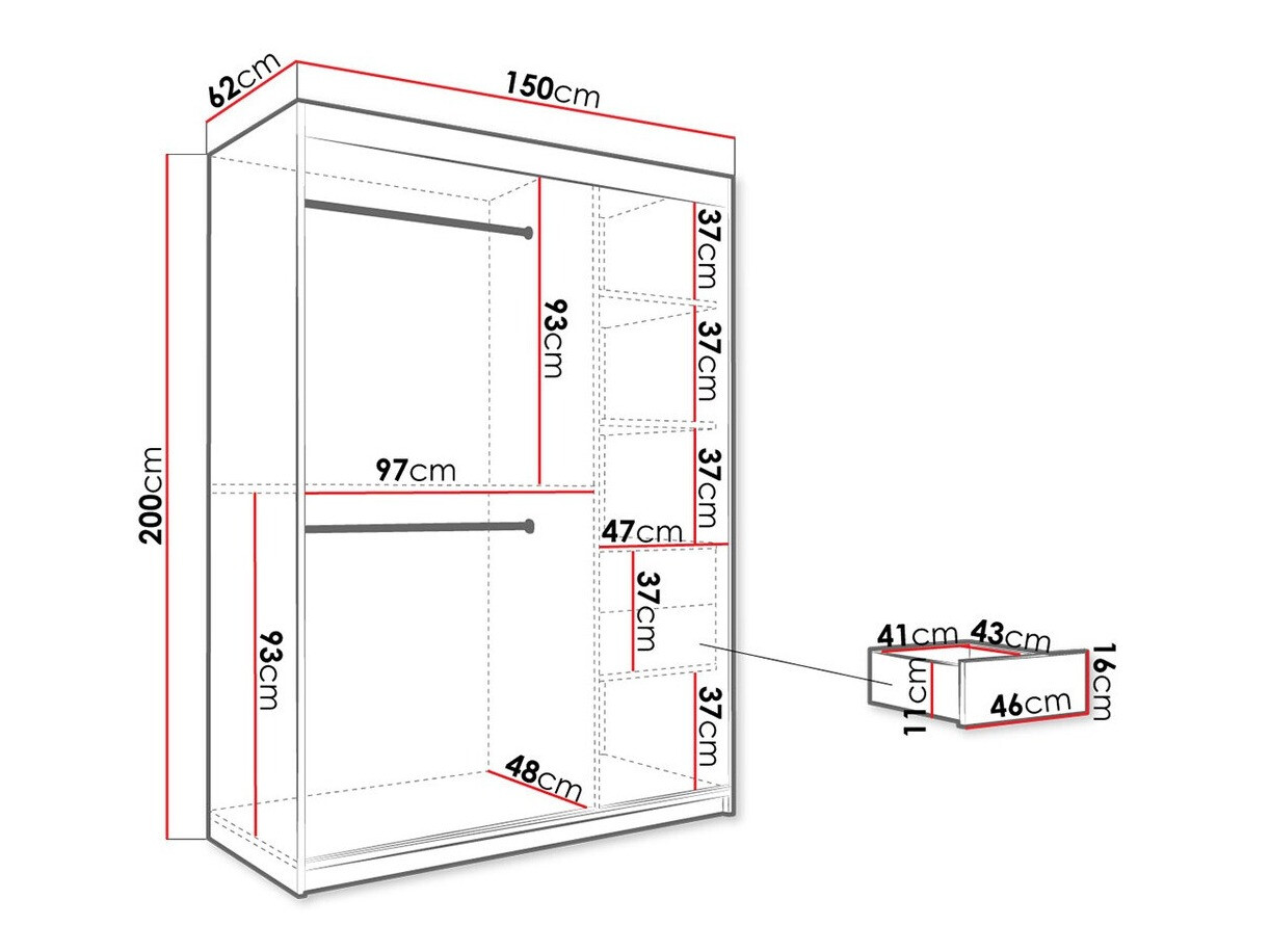 Garderobna omara Hartford 242 (Mat črna + Črni marmor)