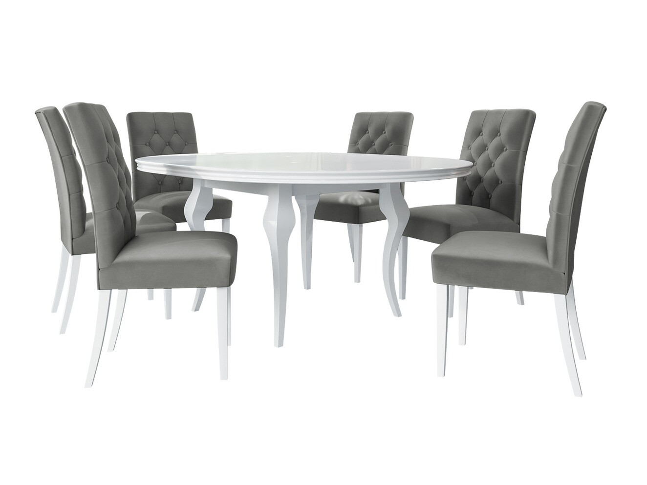 Jedilniški komplet Racine 138 (Sijaj bela + Magic Velvet 2217)