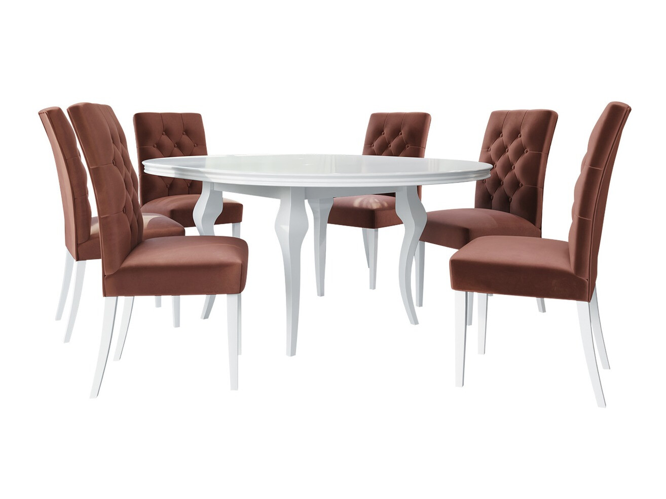 Jedilniški komplet Racine 138 (Sijaj bela + Magic Velvet 2258)