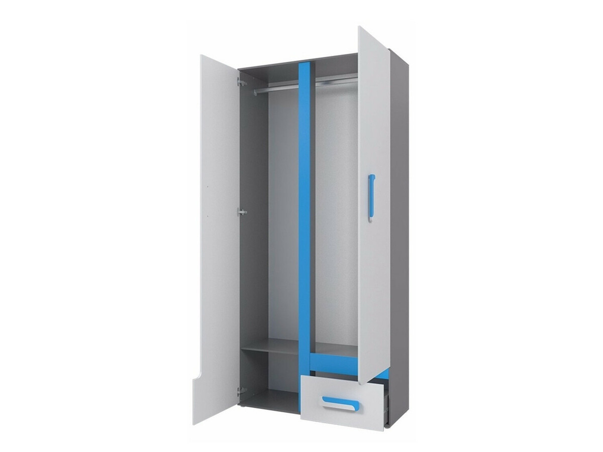 Garderobna omara Levtala 101 (Antracit + Bela + Turkizna)