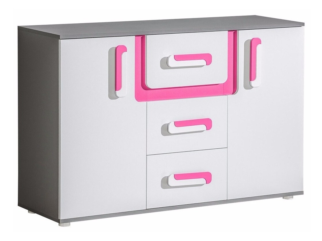 Komoda Levtala 107 (Antracit + Bela + Roza)