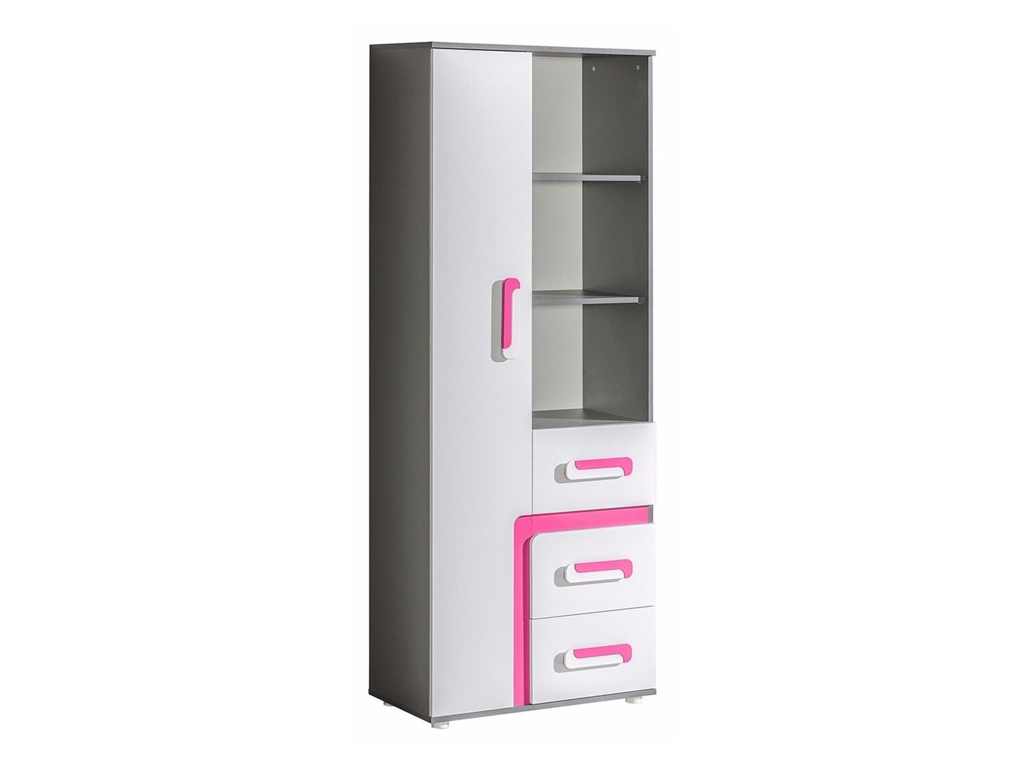 Regal Levtala 104 (Antracit + Bela + Roza)