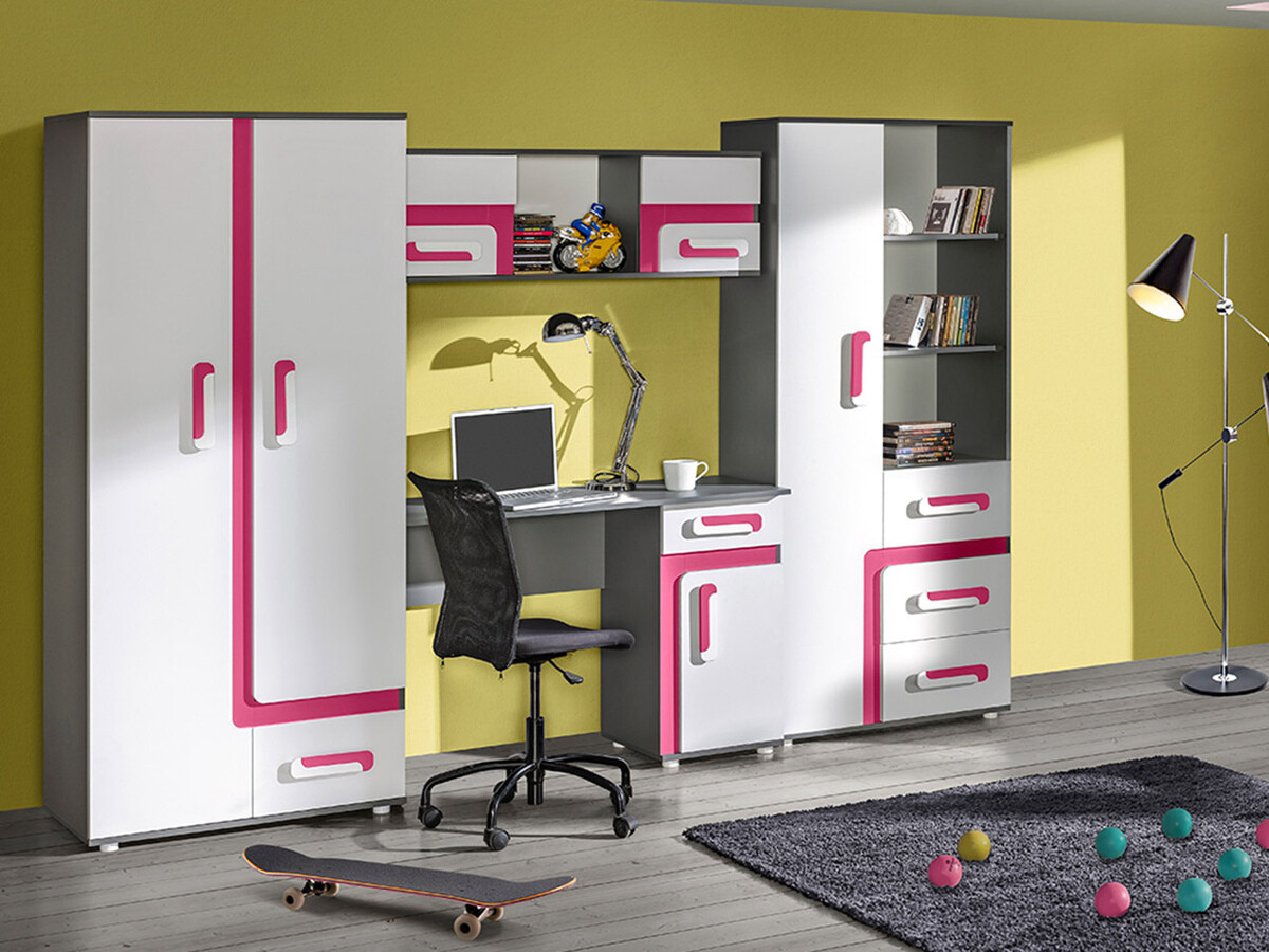 Regal Levtala 104 (Antracit + Bela + Roza)