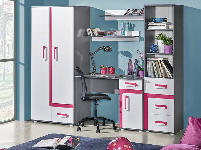 Regal Levtala 105 (Antracit + Bela + Roza)