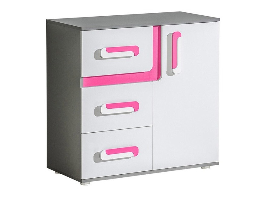 Komoda Levtala 108 (Antracit + Bela + Roza)