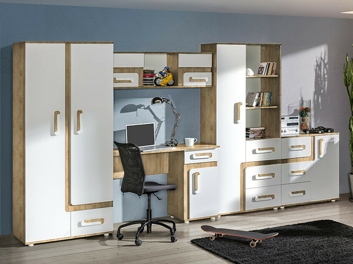 Komoda Levtala 108 (Antracit + Bela + Turkizna)