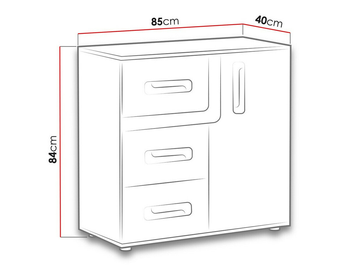 Komoda Levtala 108 (Lahki hrast + Bela)