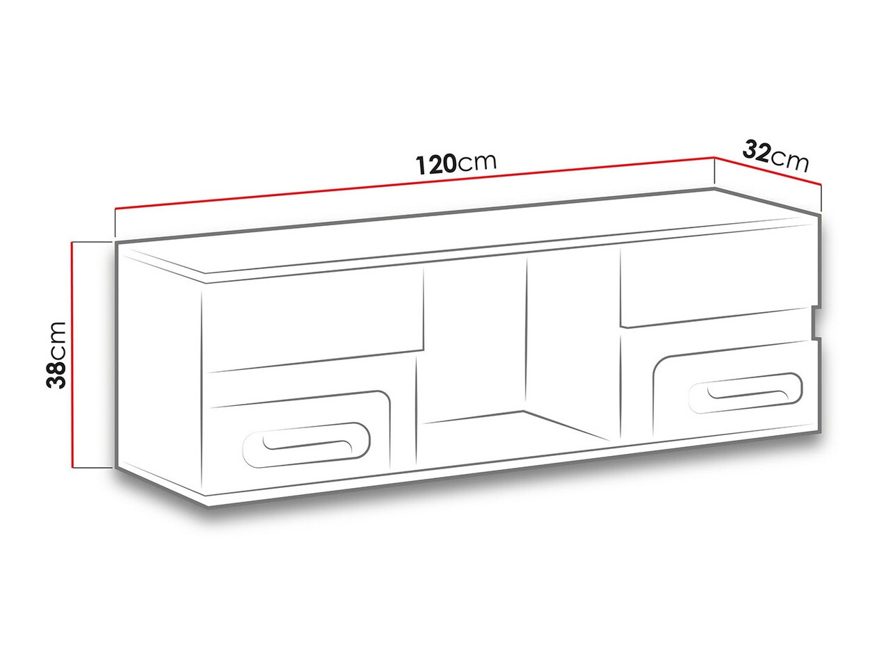 Stenska polica Levtala 110 (Antracit + Bela + Turkizna)