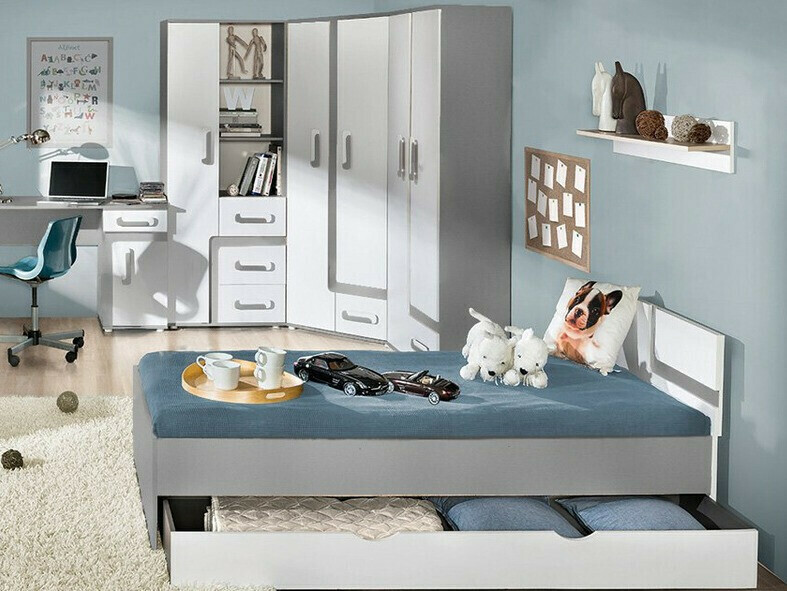 Stenska polica Levtala 111 (Lahki hrast + Bela)