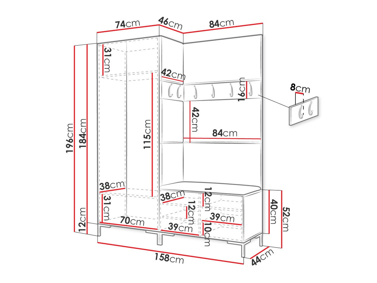 Komplet za predsobo Nomal IX (Eko usnje Soft 017)