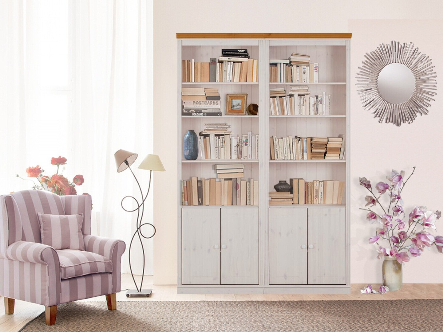 Komplet polic Saltoro 115 (Bela + Medeni hrast)