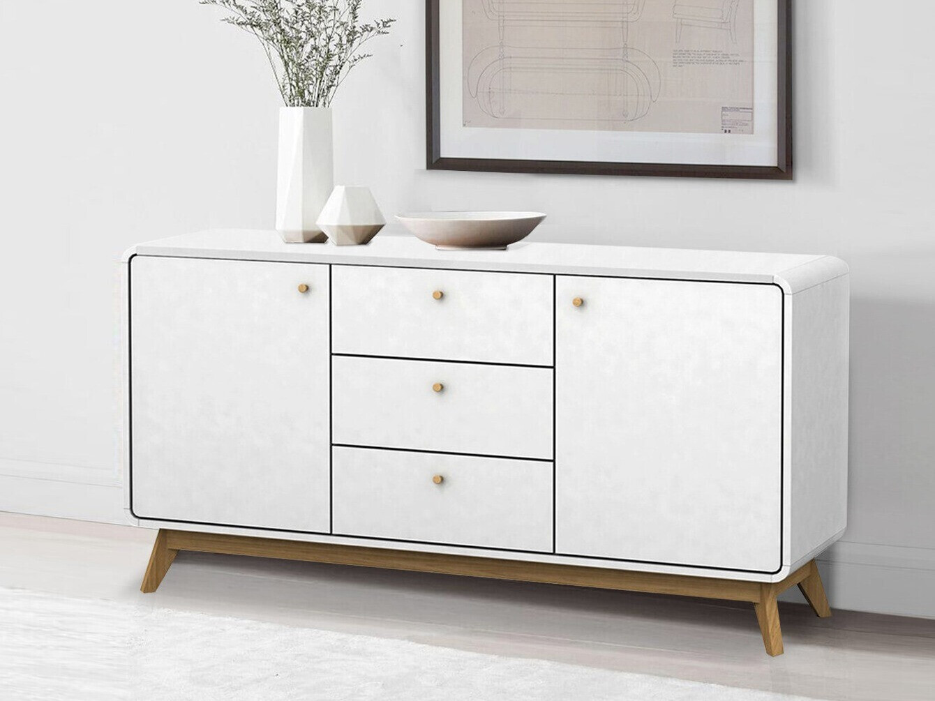 Komoda Elbtena 110 (Bela + Hrast)