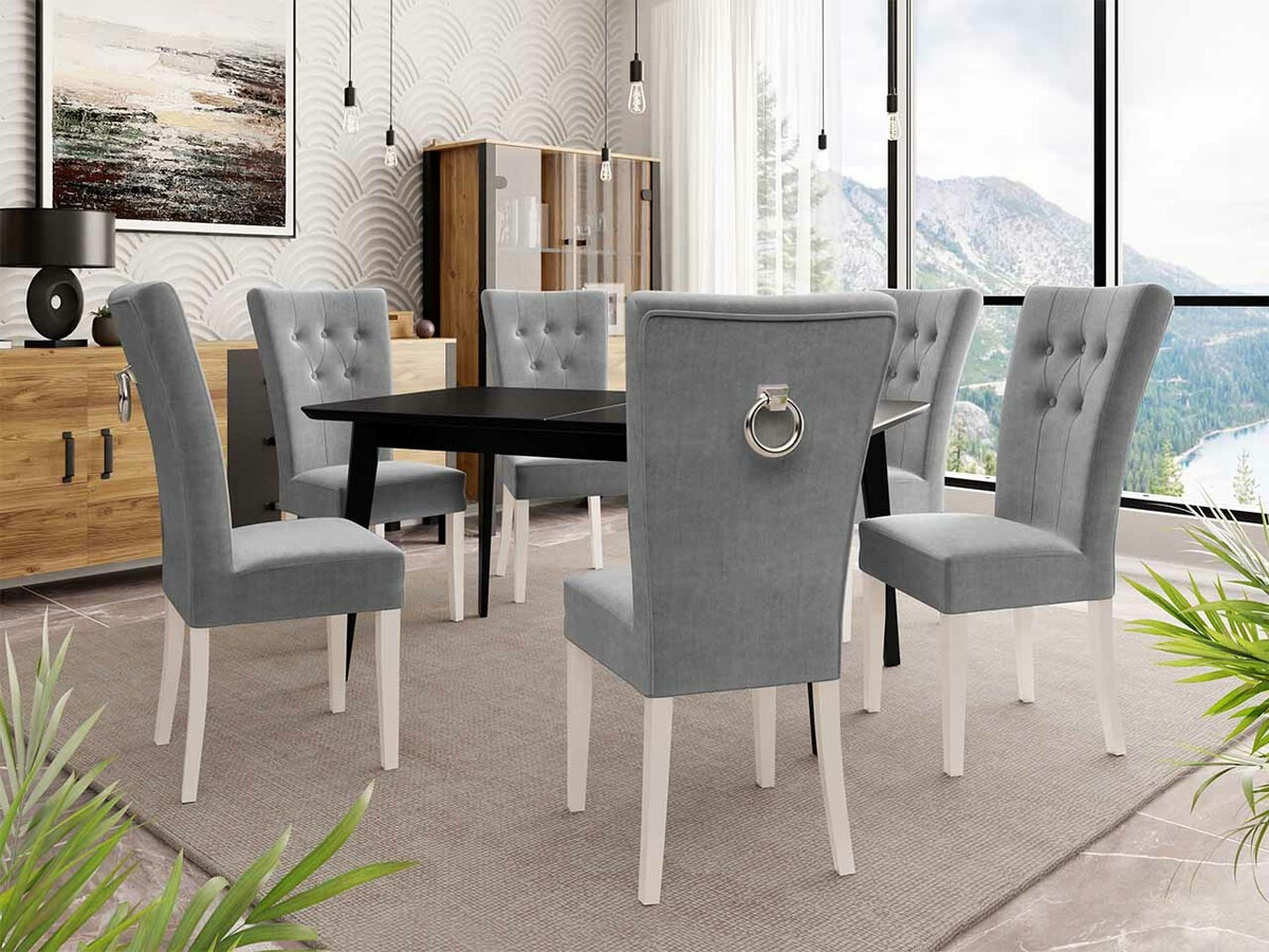 Jedilniški komplet Racine 144 (Bela + Magic Velvet 2217)