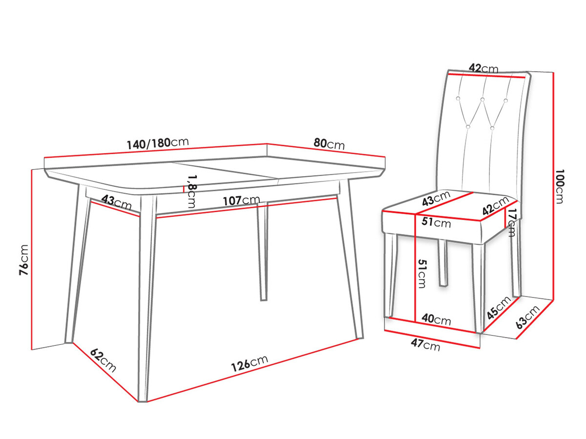 Jedilniški komplet Racine 144 (Črna + Magic Velvet 2217)