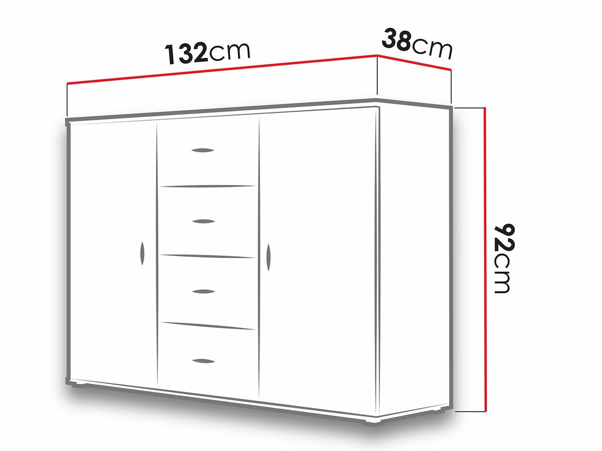 Komoda Charlotte 118 (Bela + Sijaj bela)