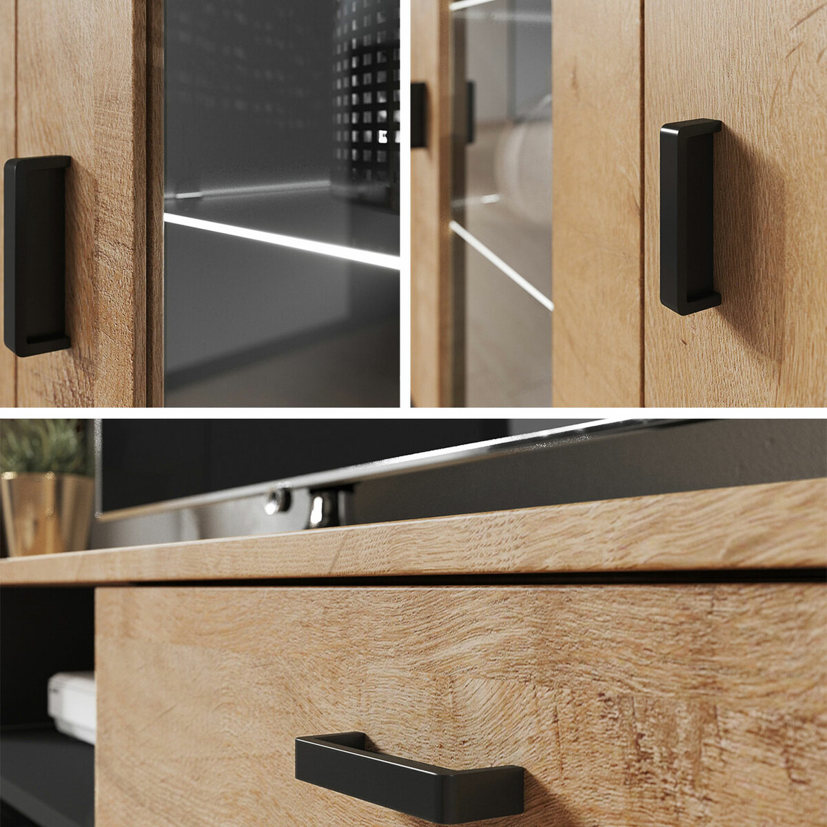 Stenska omarica Tornola 103 (Hrast lefkas + Črna)