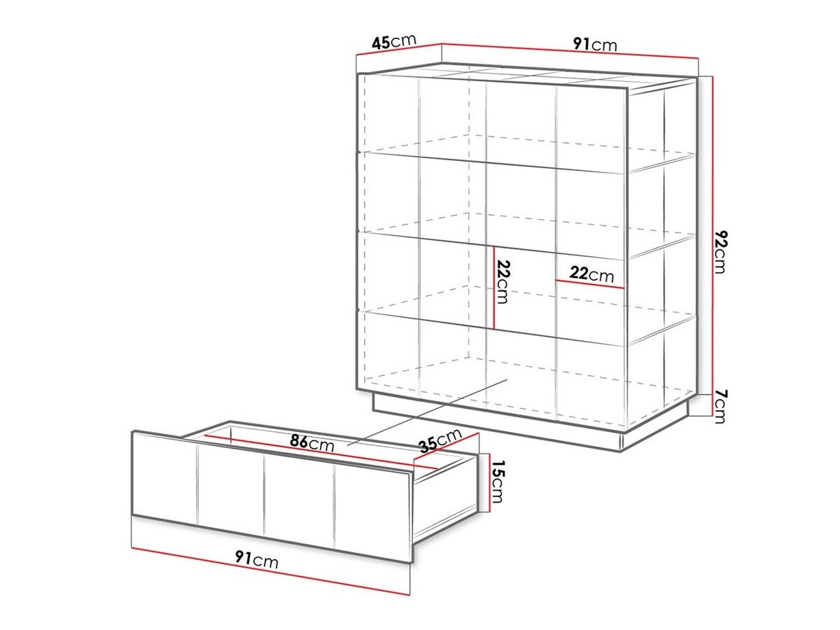 Komoda Charlotte 133 (Sijaj črna)