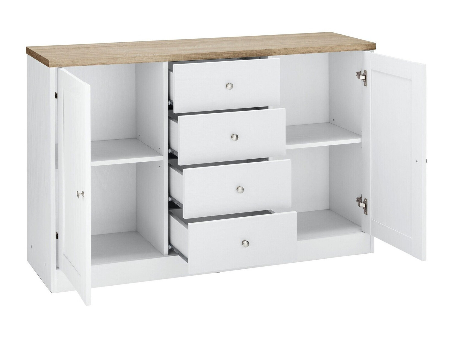 Komoda Cirtene 105 (Bela + Hrast)