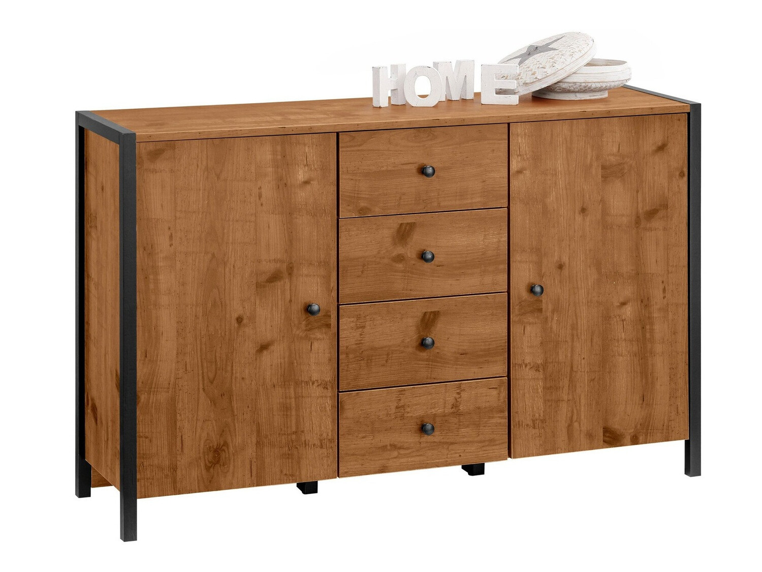 Komoda Larnovo 103 (Temen hrast + Črna)