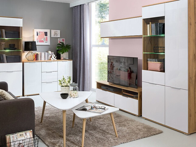 TV-omarica Tivetra 109 (Wotan hrast + Sijaj bela)