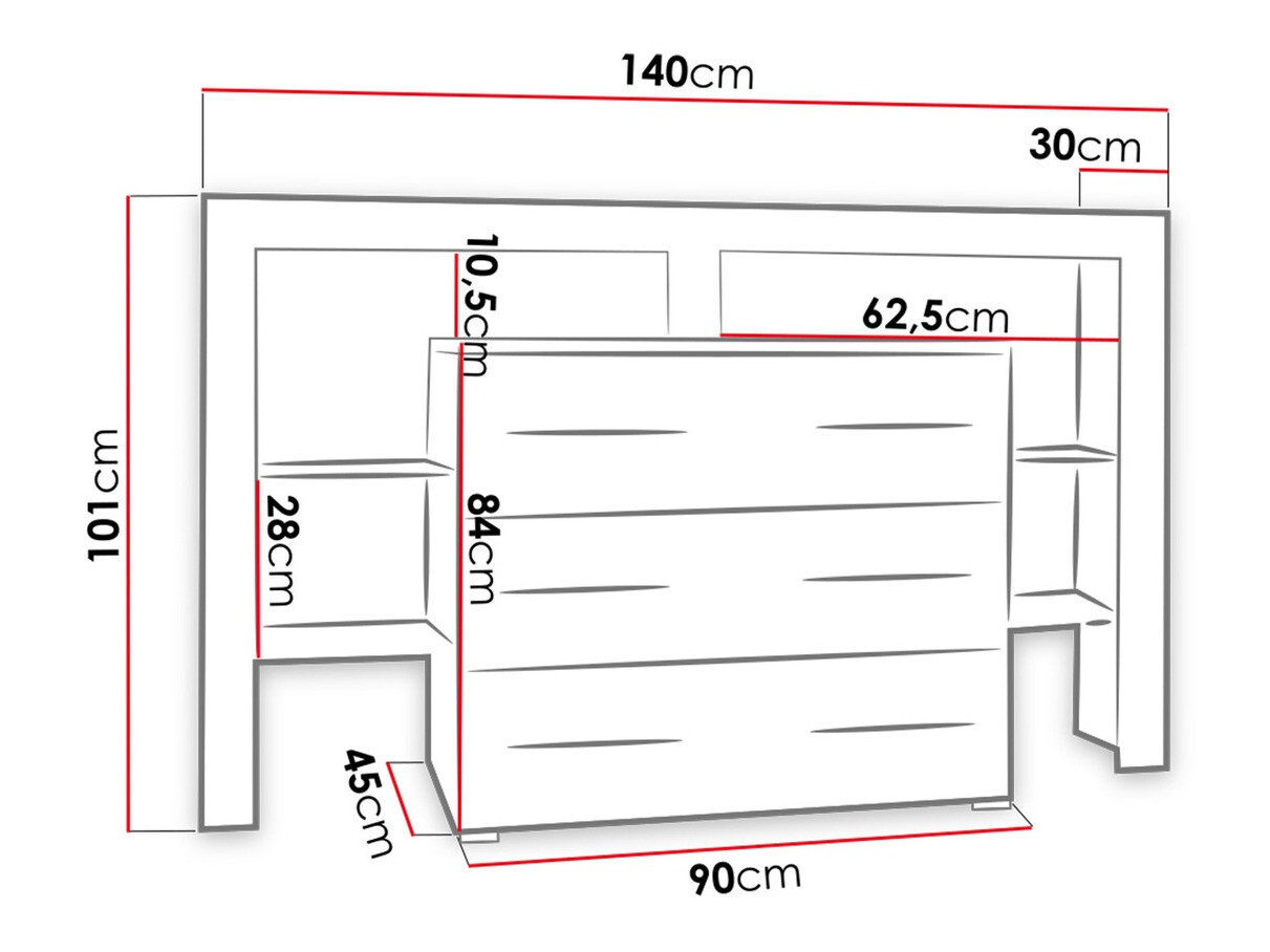 Komoda Nashville 108 (Bela + Sijaj črna)