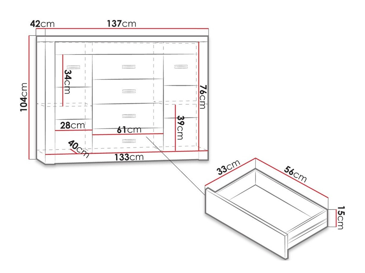 Komoda Serfeno 104 (Temni jasen)