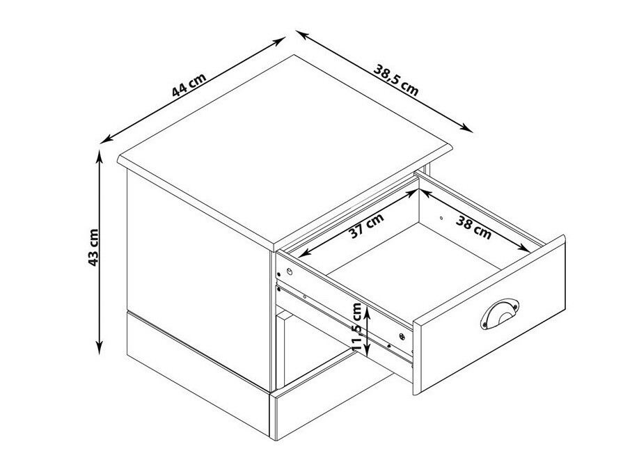 Nočna omarica Denton 1427 (Bela + Svetel les)
