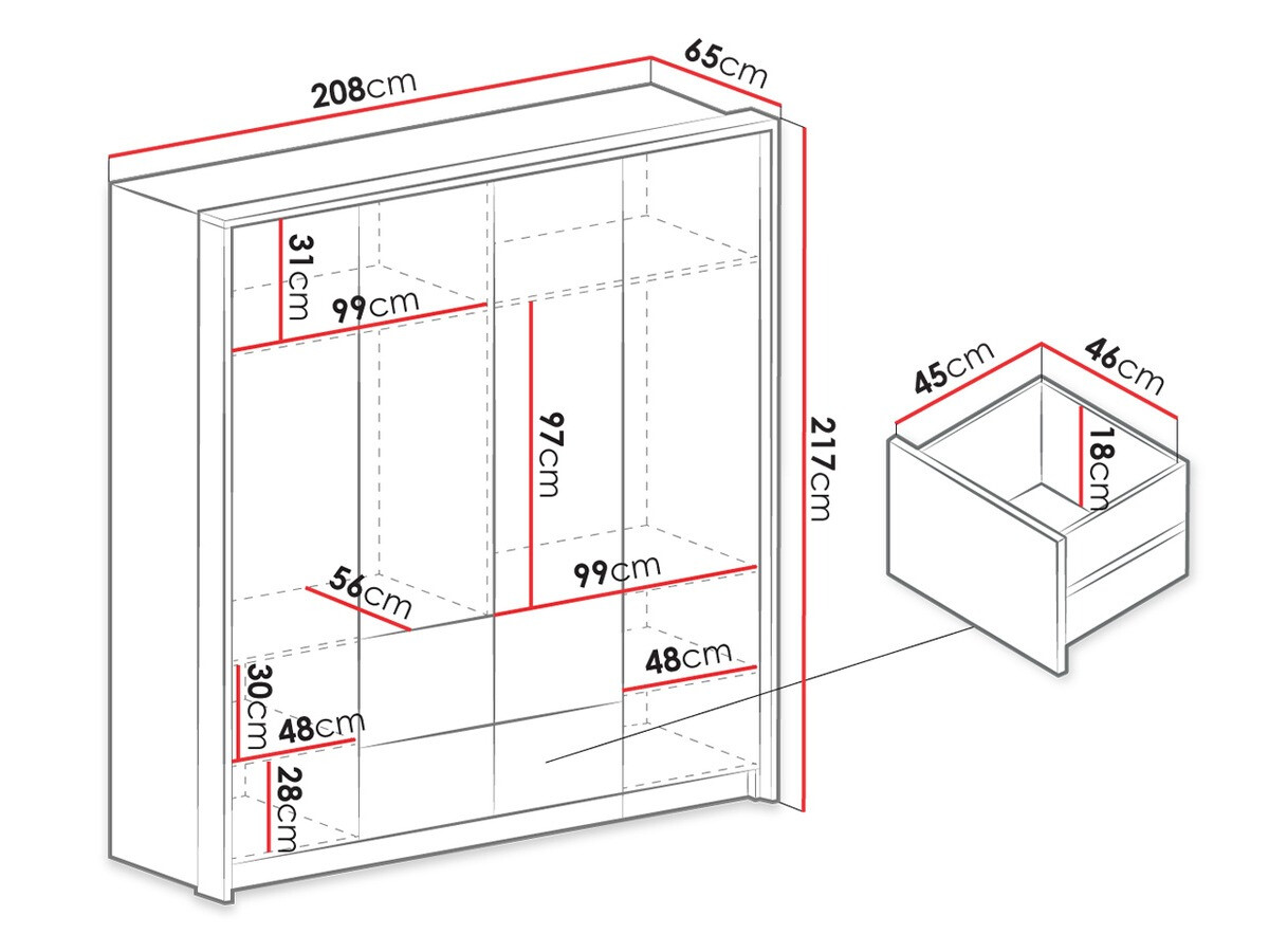 Garderobna omara Honolulu 139 (Grafit)
